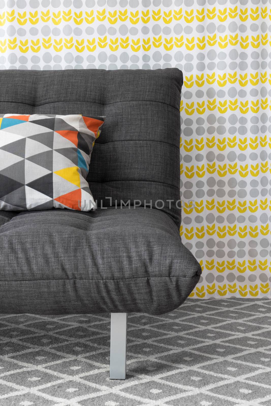 Sofa with colorful cushion by anikasalsera
