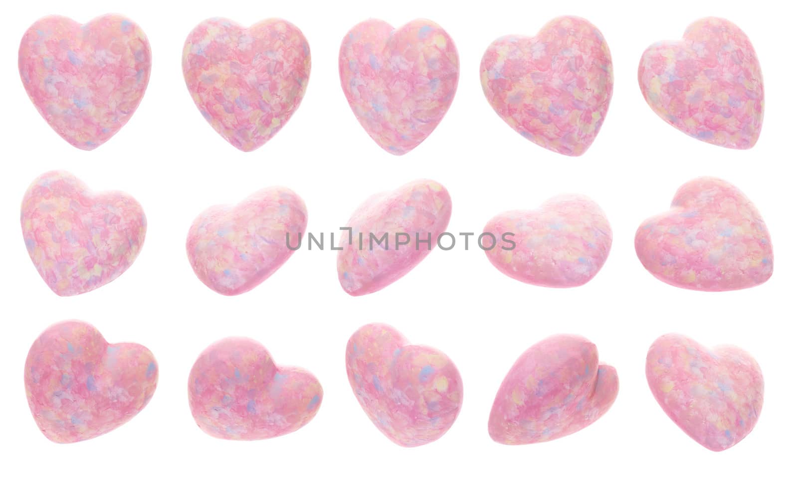Set of Pink hearts isolated on white background, valentines day