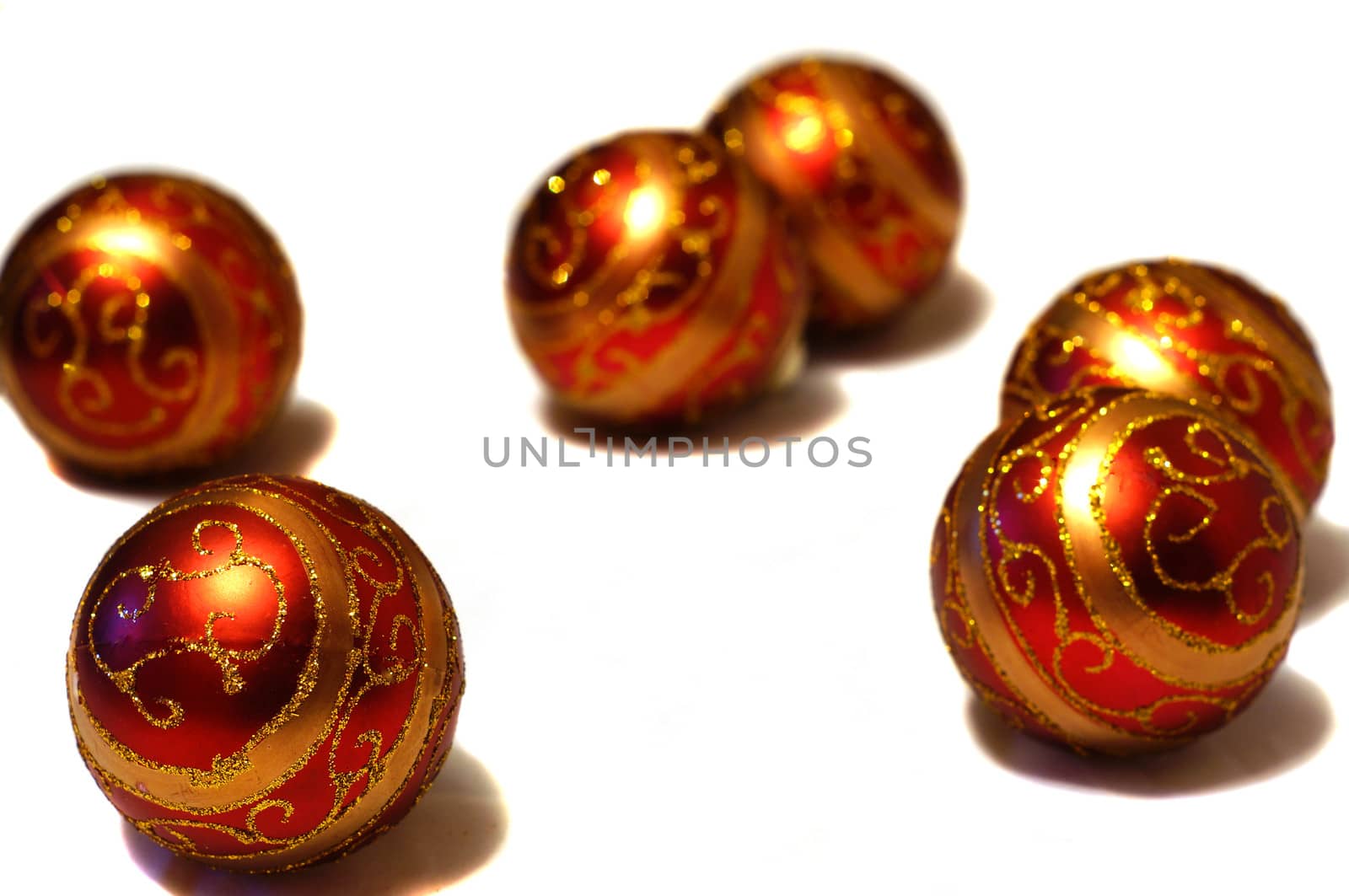 Christmas red and gold shiny balls