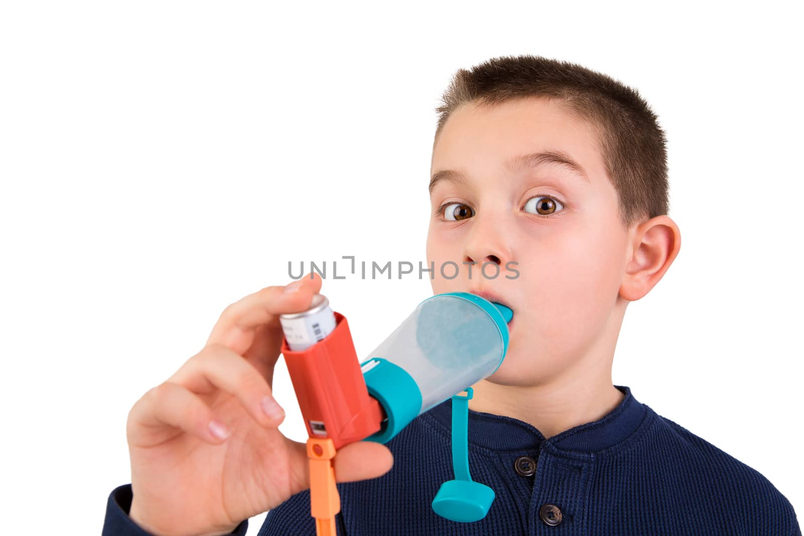 Kid using Inhaler with Spacer by coskun