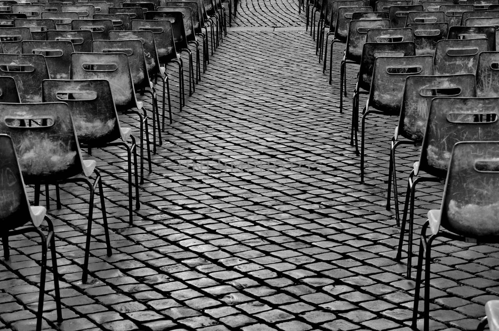 Empty grey chairs by anderm