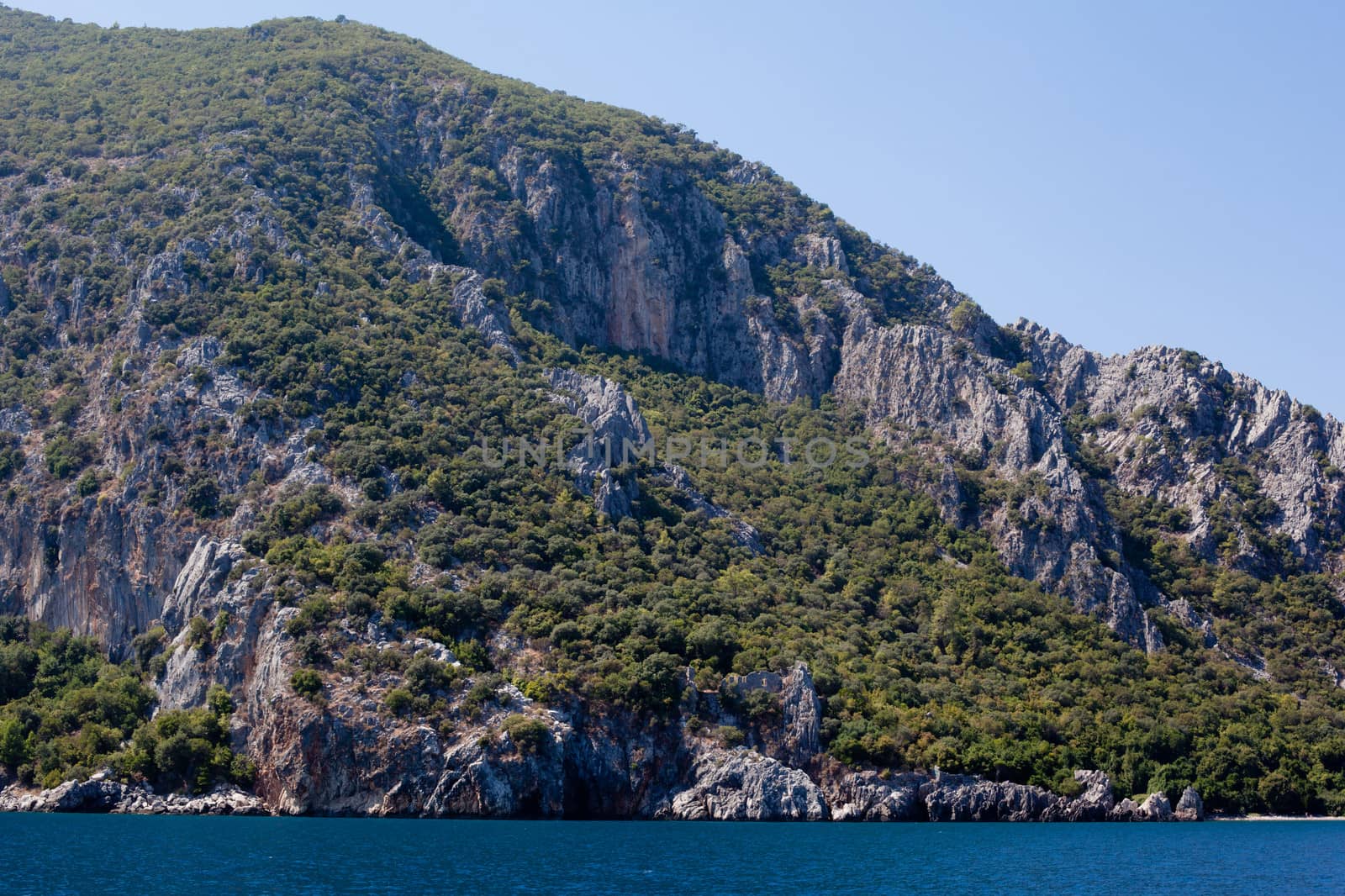Wooded mountain and sea in Asia Minor

