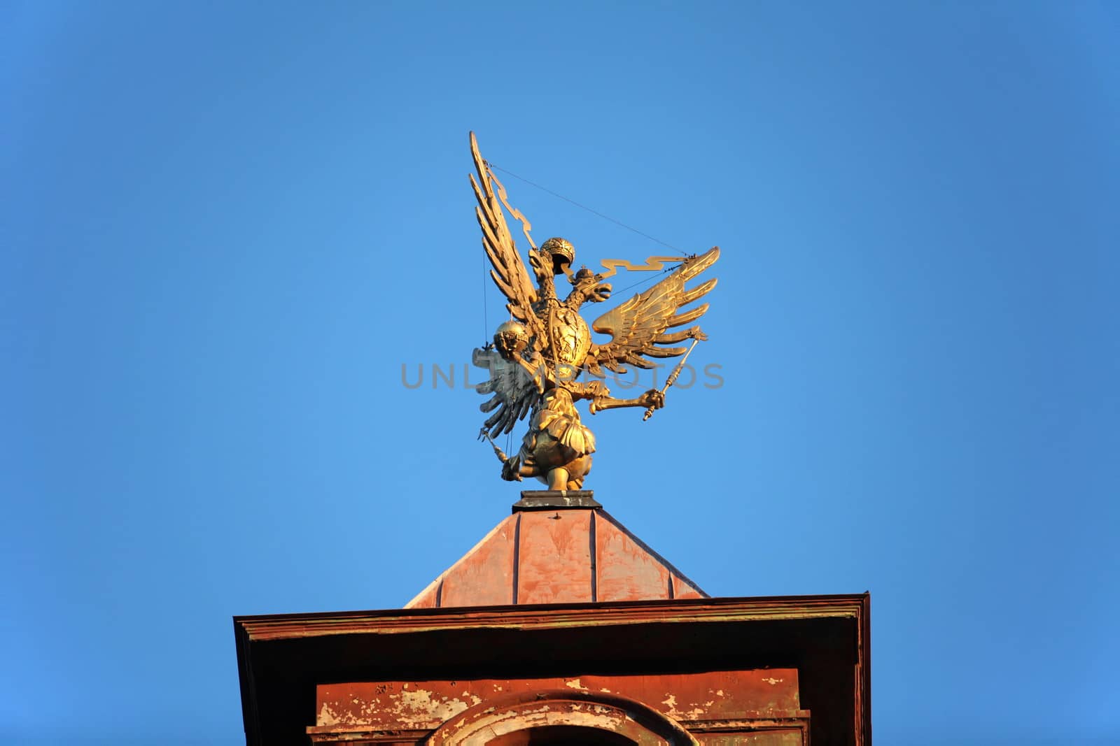 golden Three-headed eagle Russian coat of arms