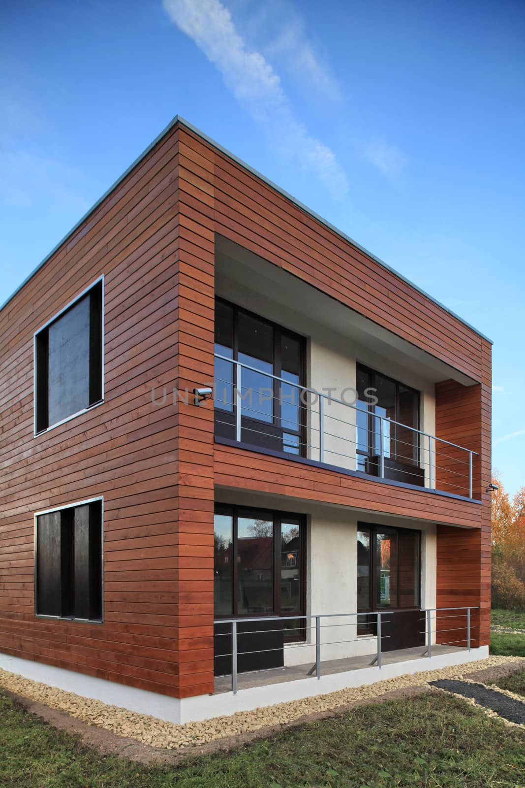 new modern  wooden residential building 