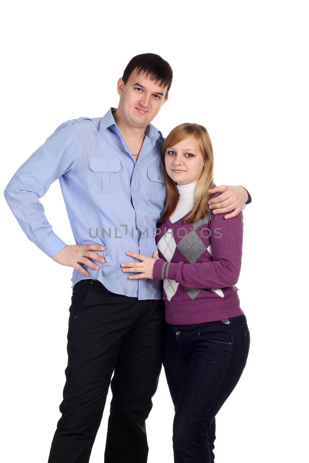 Young Lovely couple isolated on the white background