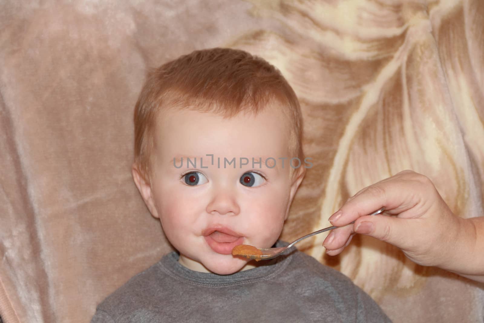 Image of cute eating baby 1 year