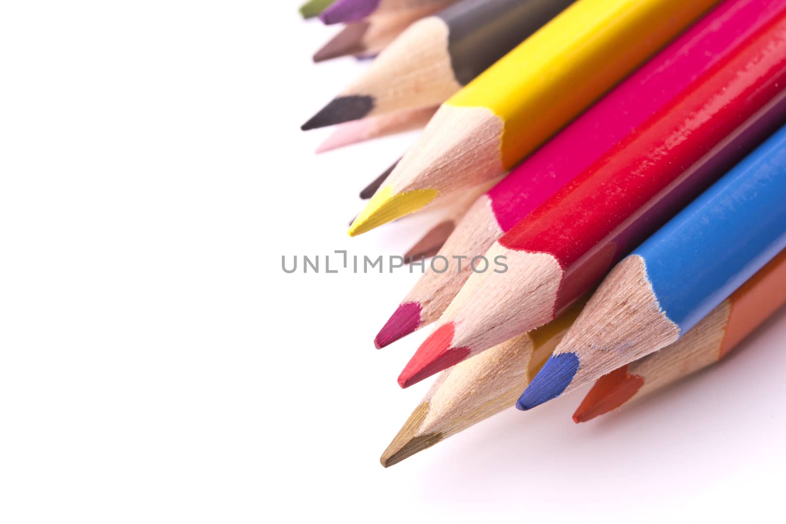 colored pencils, isolated on a white background 