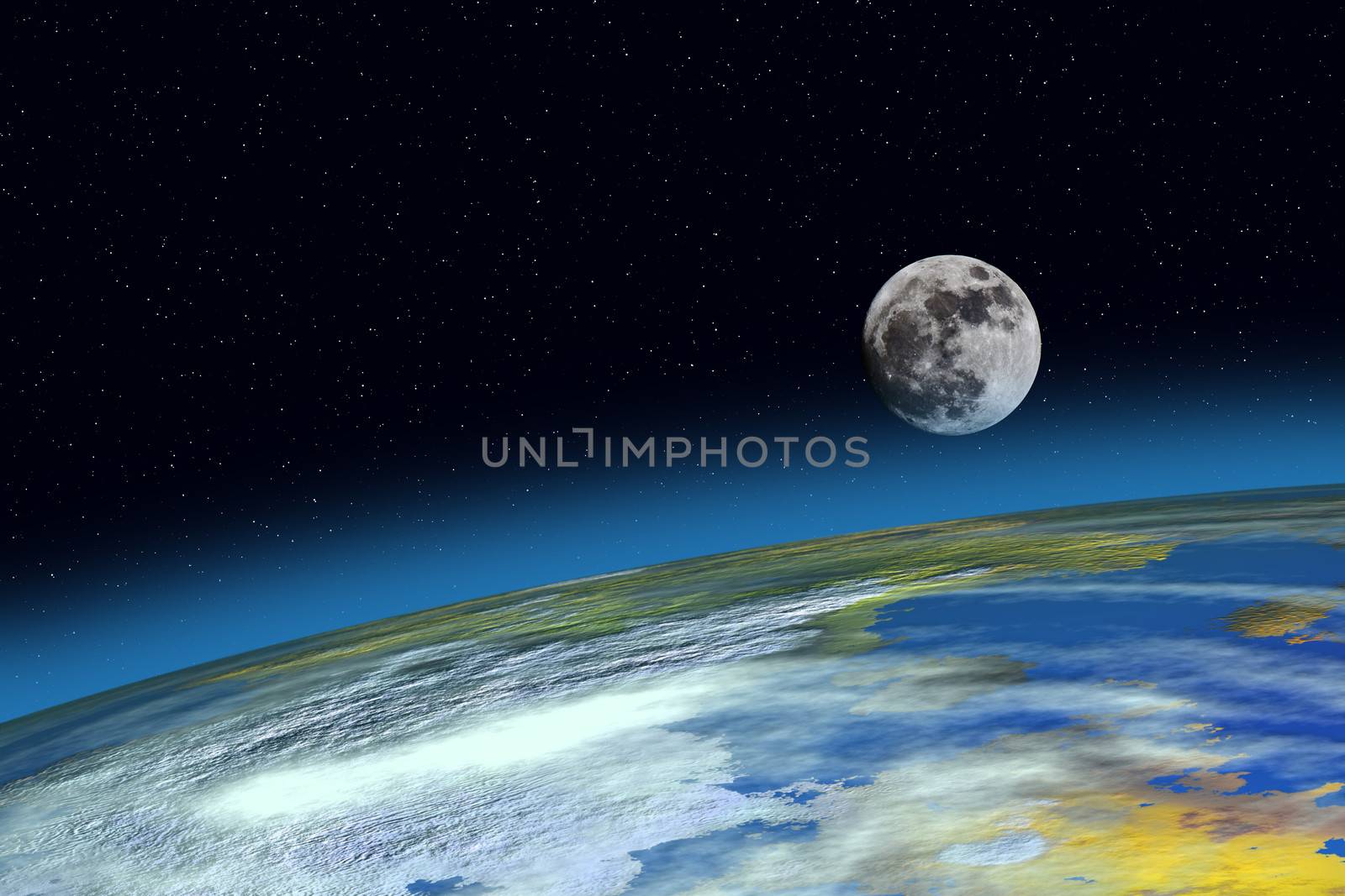 Surface Planet Earth and Moon by Discovod