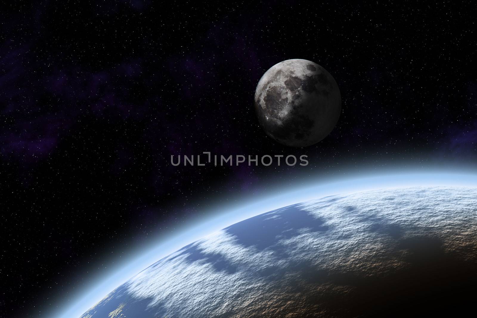 Surface Planet Earth and Moon by Discovod