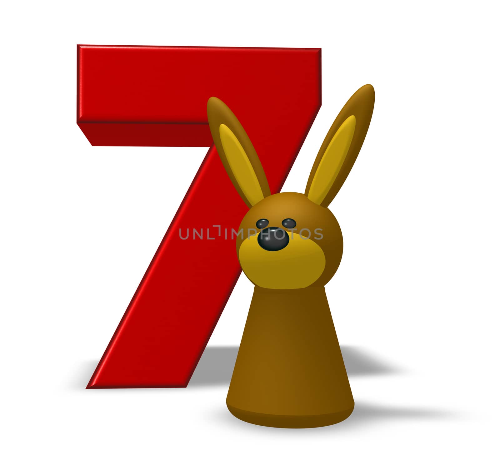 number seven and rabbit - 3d illustration