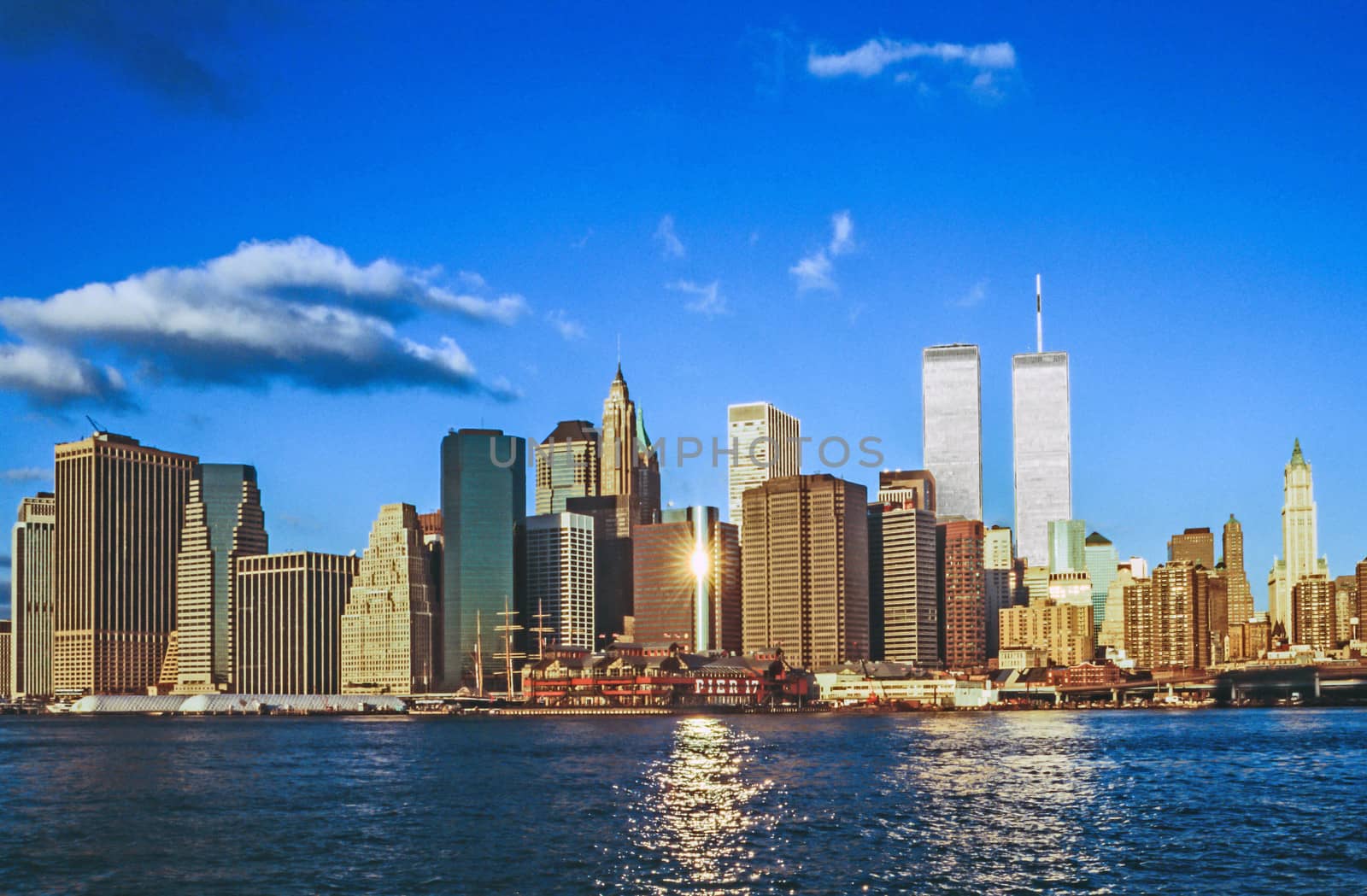 NEW YORK - SEPTEMBER 30: Lower mahattan and  World Trade Center on September 30, 1996 in New York City, America.  the WTC was destroyed by 911 from terrorists.