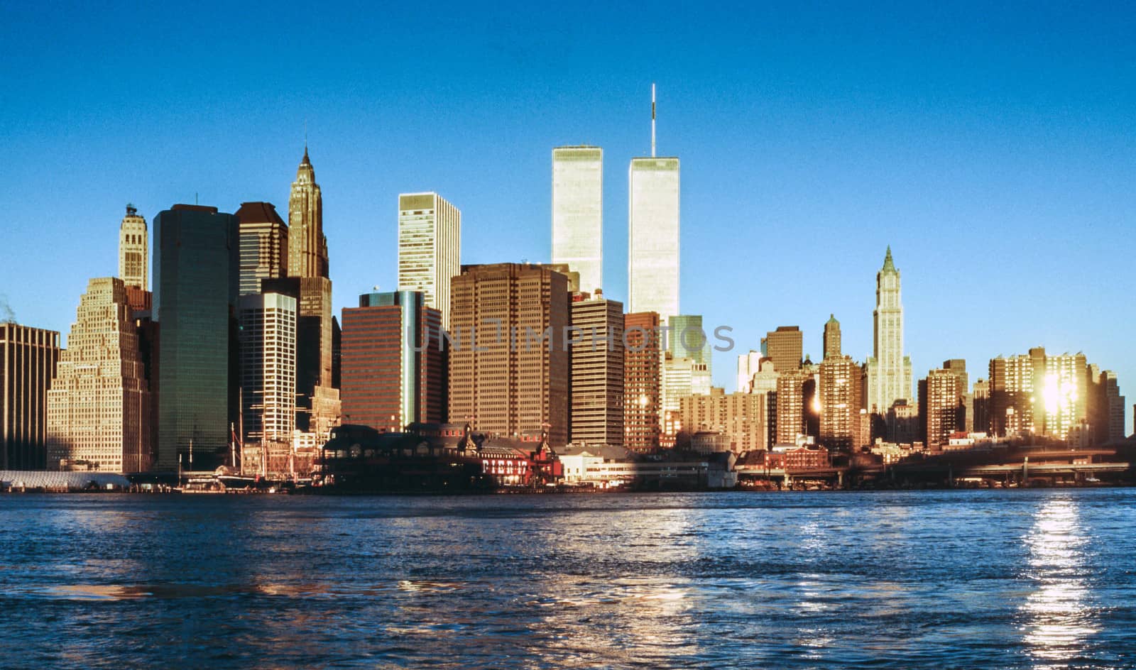 NEW YORK - SEPTEMBER 30: Lower mahattan and  World Trade Center on September 30, 1996 in New York City, America.  the WTC was destroyed by 911 from terrorists.
