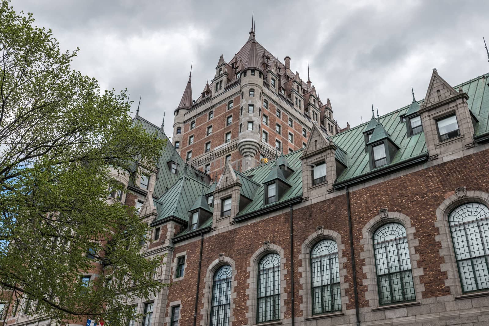 Quebec city, Quebec Province, Canada - May 27, 2013: Frontenac castle grand hotel of Quebec City, July 12, 2013.