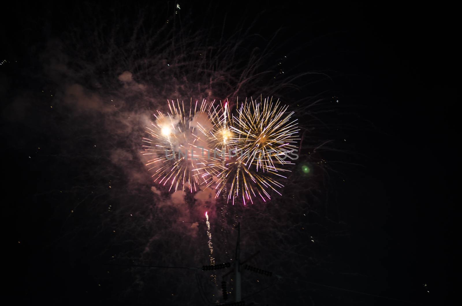 celebrate festival fire work on black sky background