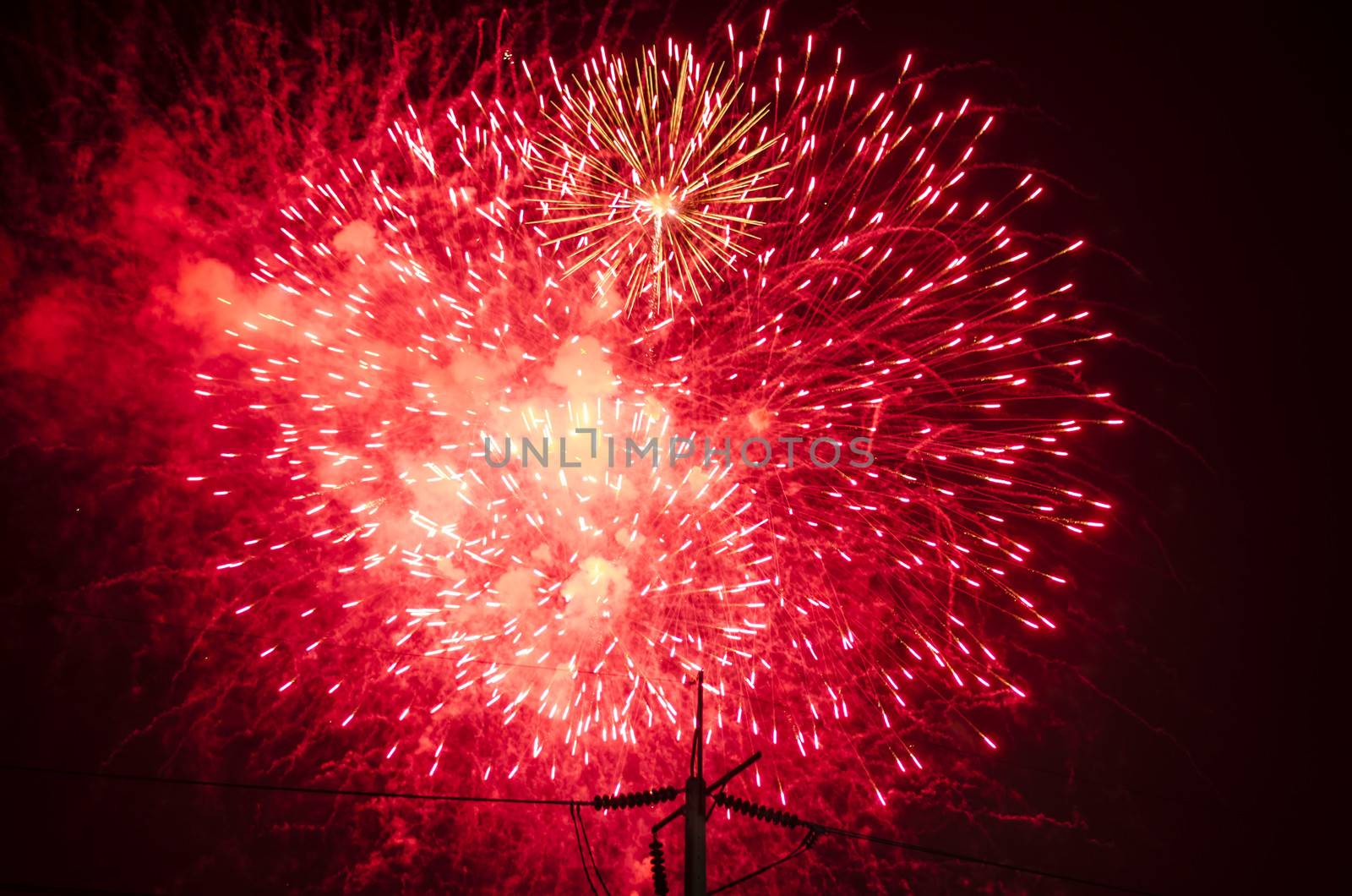 celebrate festival fire work on black sky background