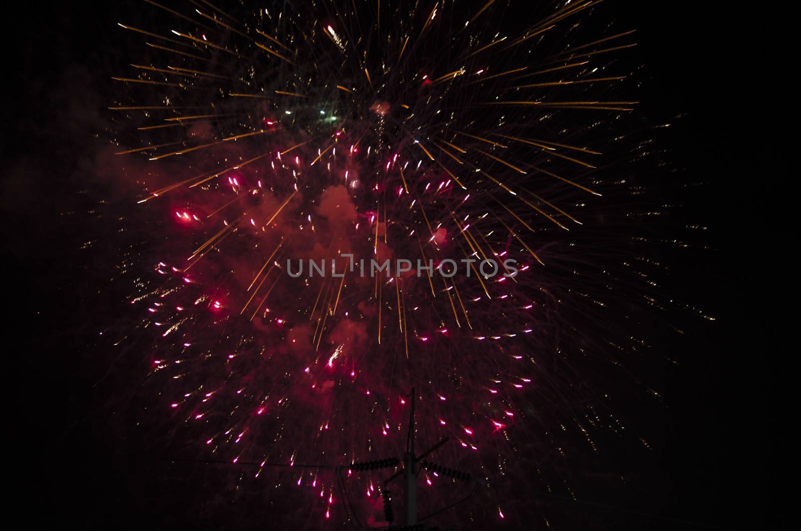 celebrate festival fire work on black sky background