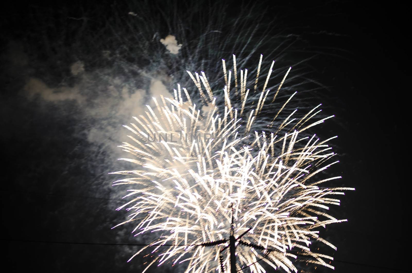 celebrate festival fire work on black sky background