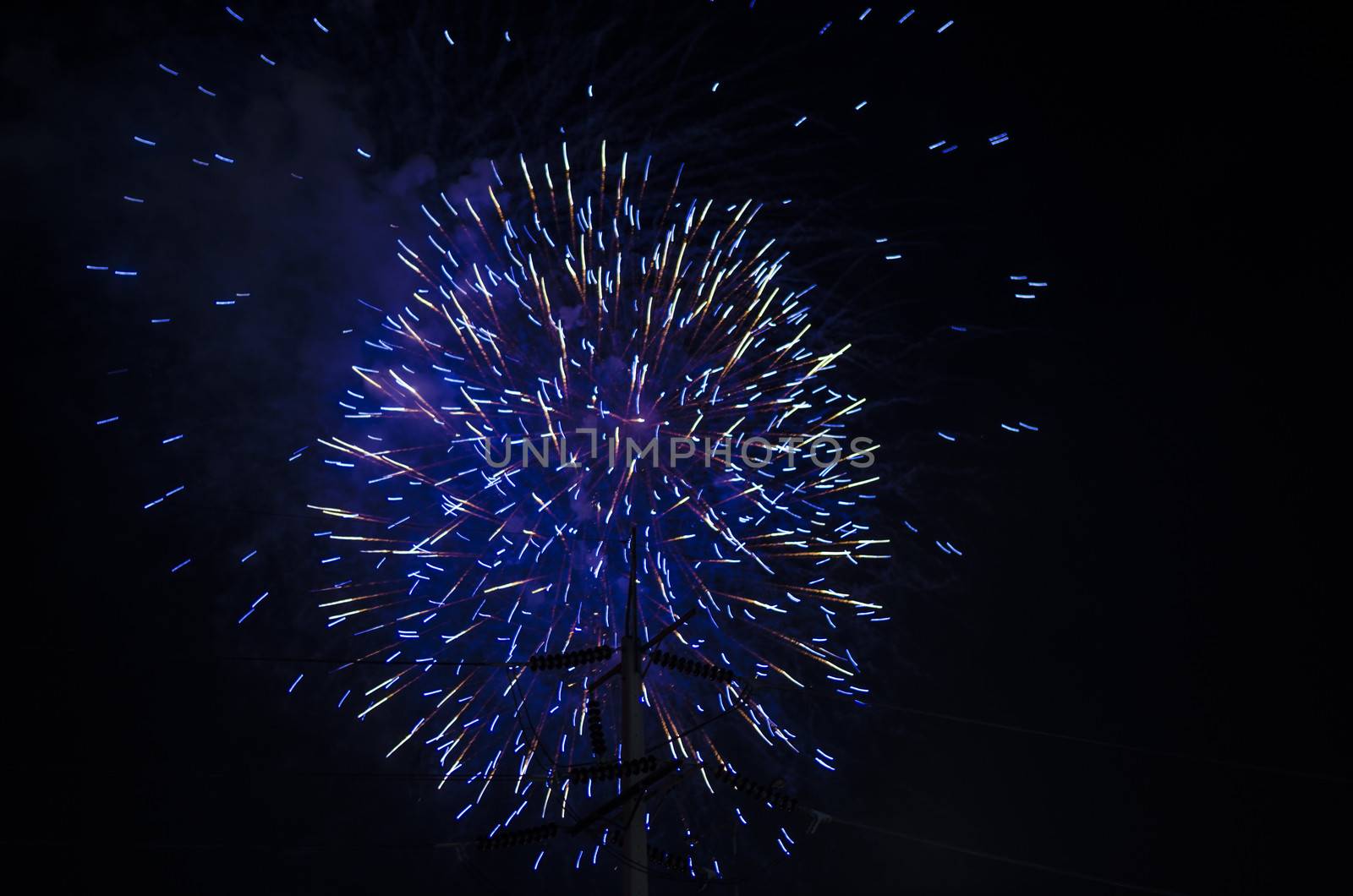 celebrate festival fire work on black sky background