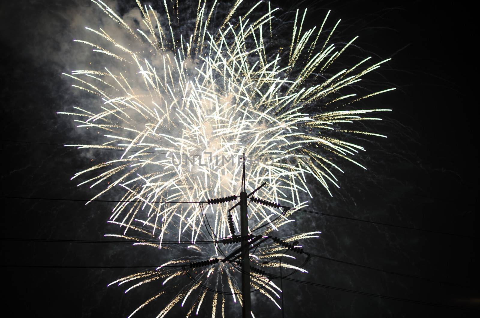 celebrate festival fire work on black sky background