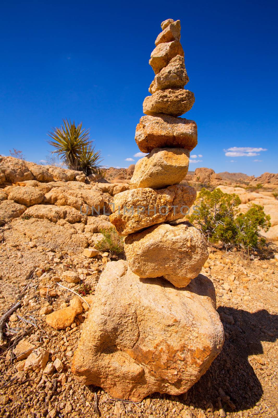 Mountain of rocks in Joshua tree National Park California USA