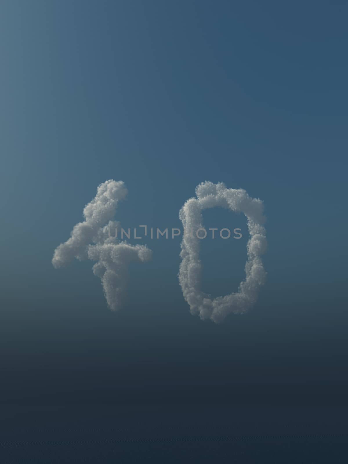 clouds makes the shape of number forty - 3d illustration