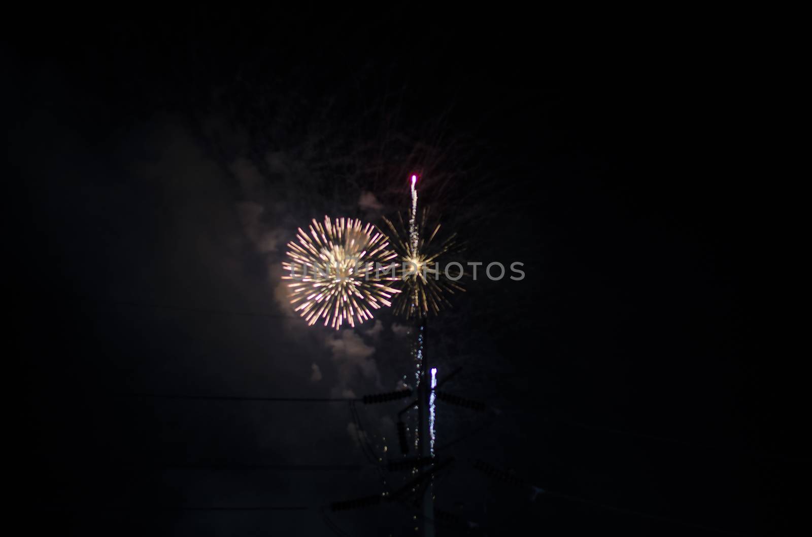 celebrate festival fire work on black sky background