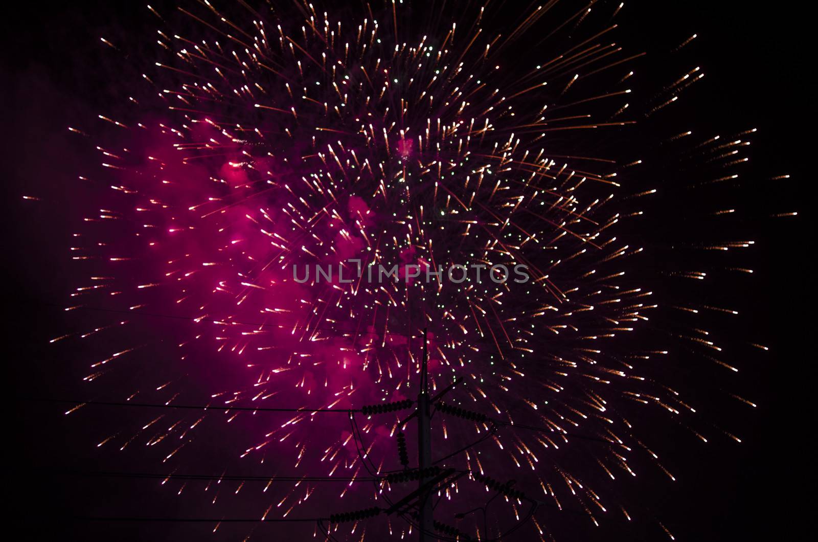 celebrate festival fire work on black sky background