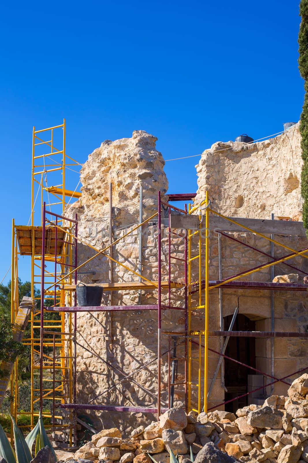Javea Denia Mediterranean tower masonry improvement construction in Spain