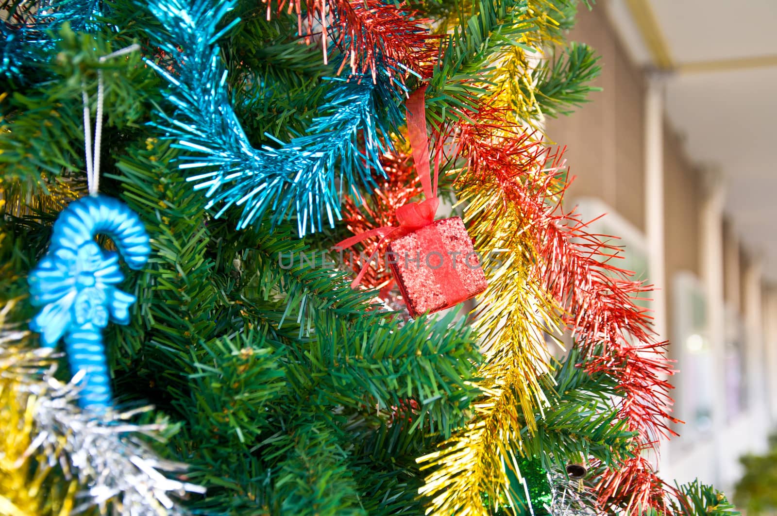 Christmas tree and decorative box for celebration