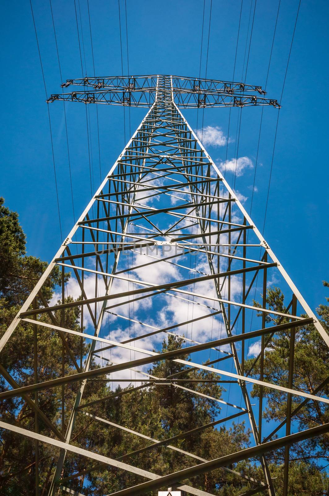 view of a Transmission tower on a sunny day
