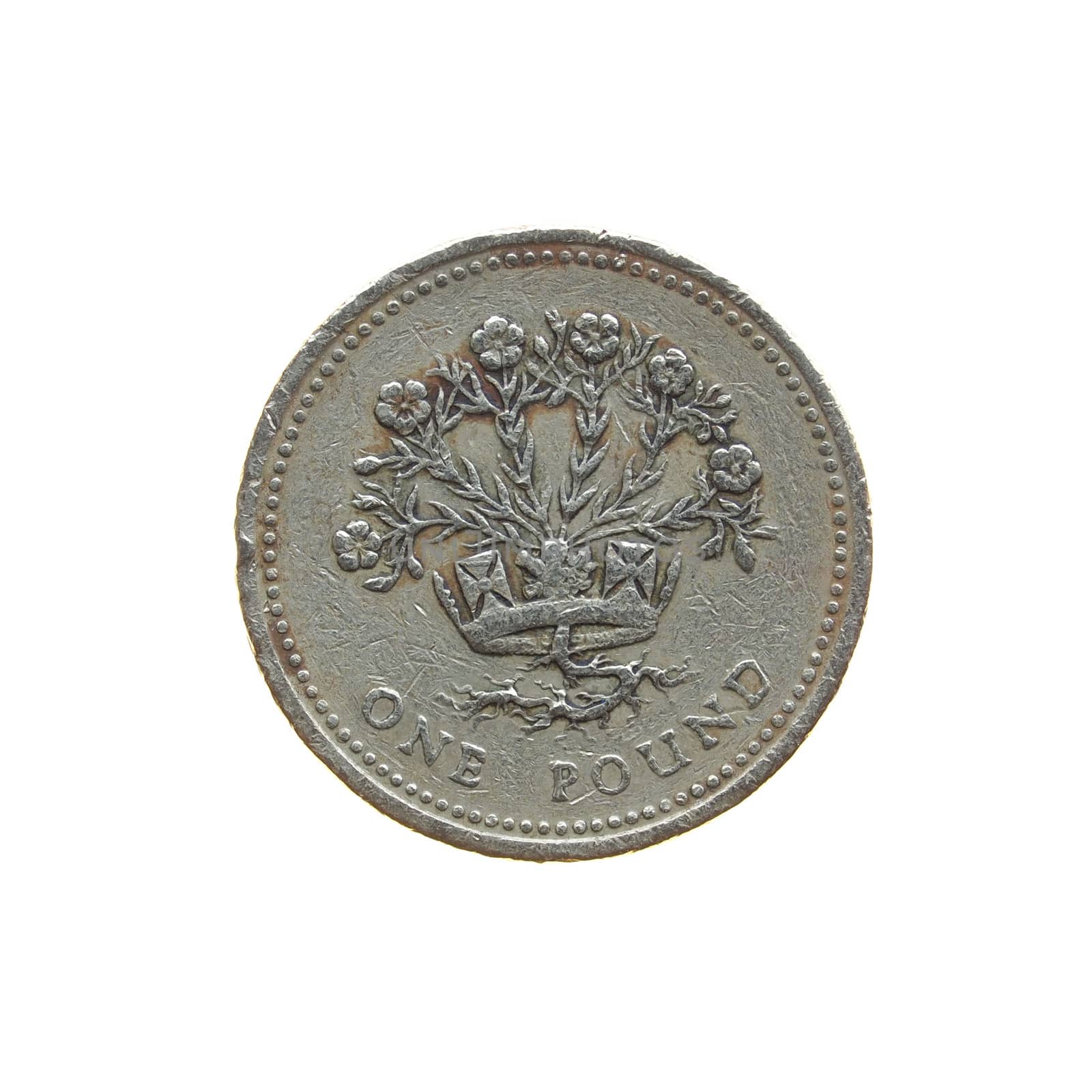 One Pound coin isolated over a white background