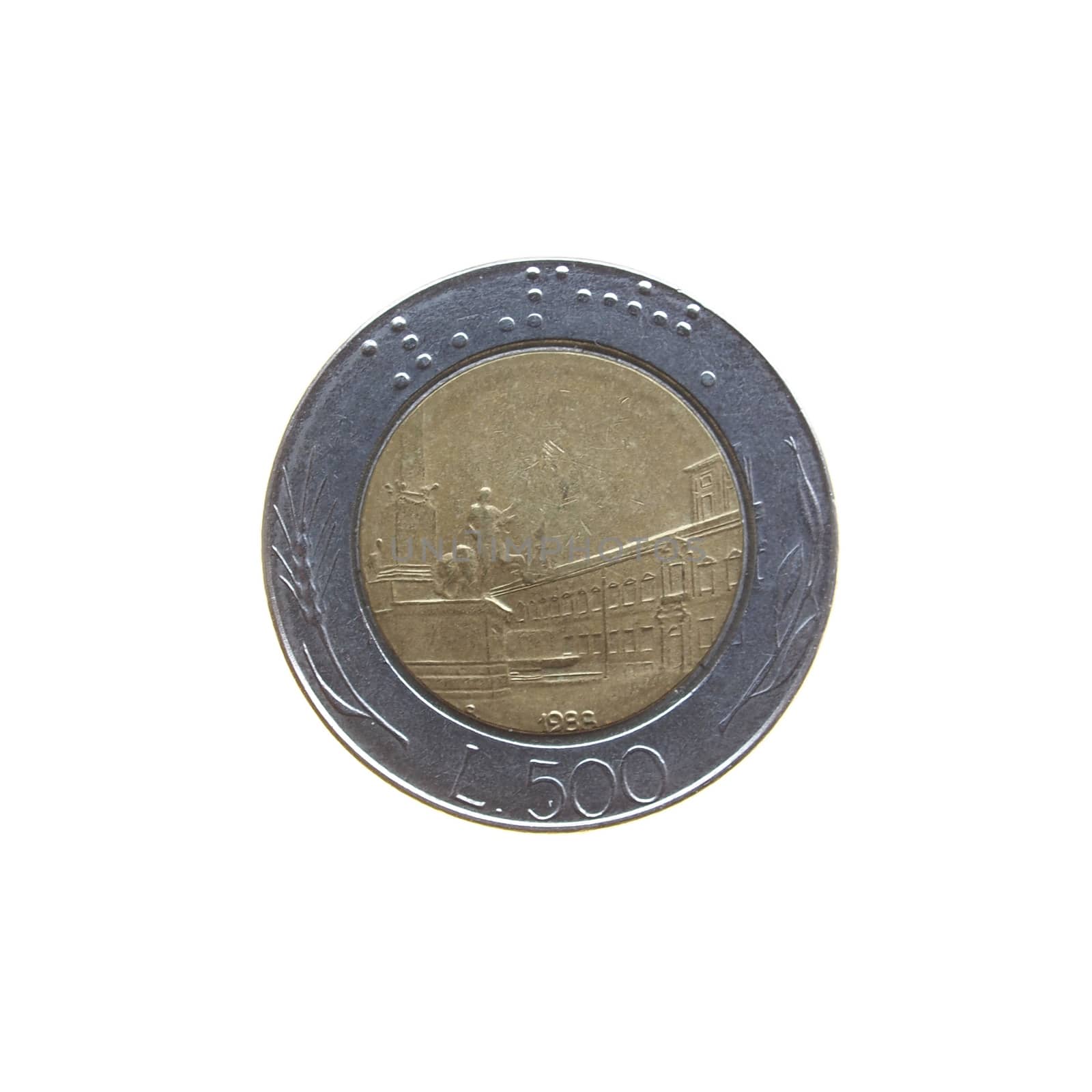 500 lire coin isolated over a white background