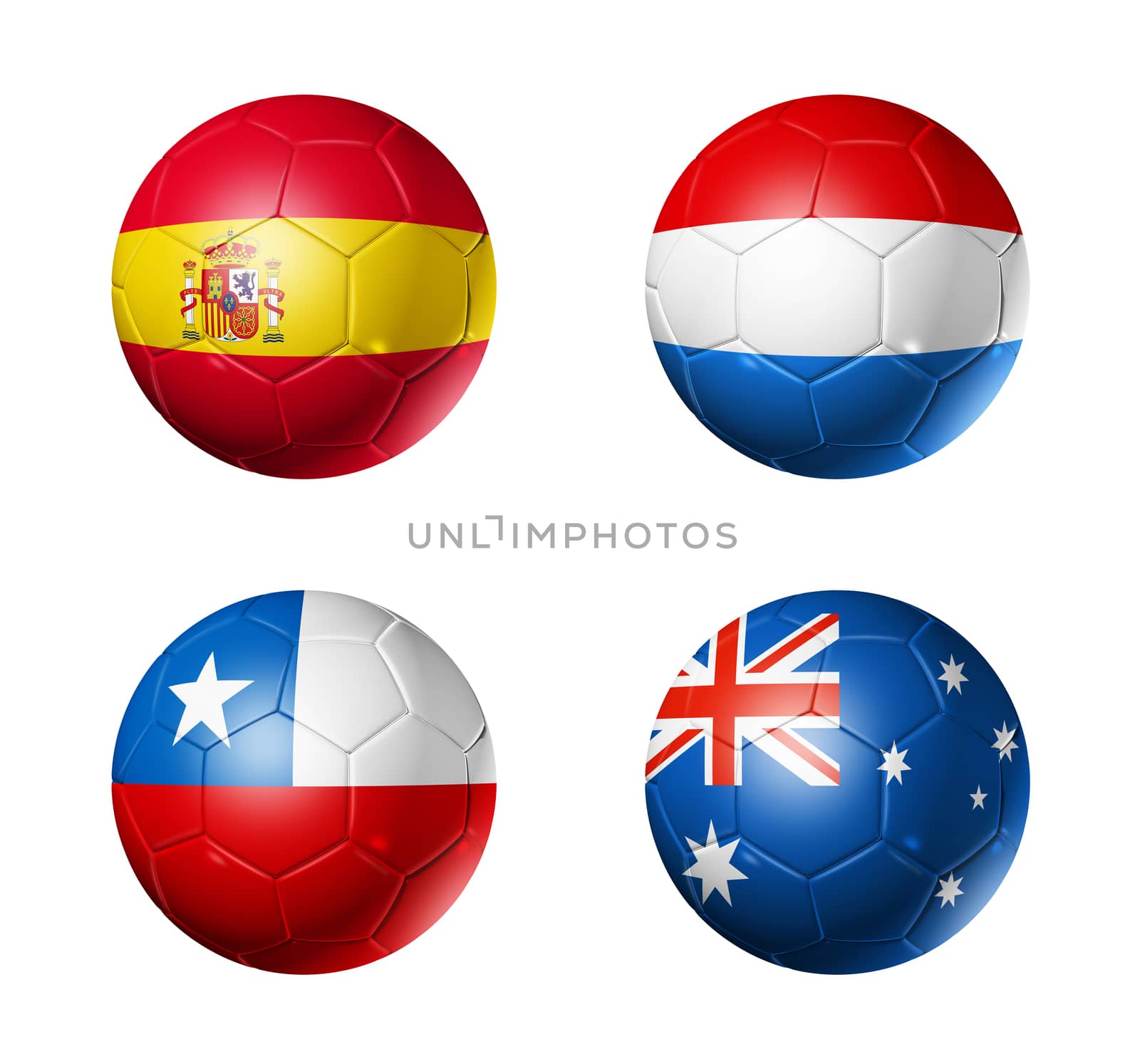 Brazil world cup 2014 group B flags on soccer balls by daboost