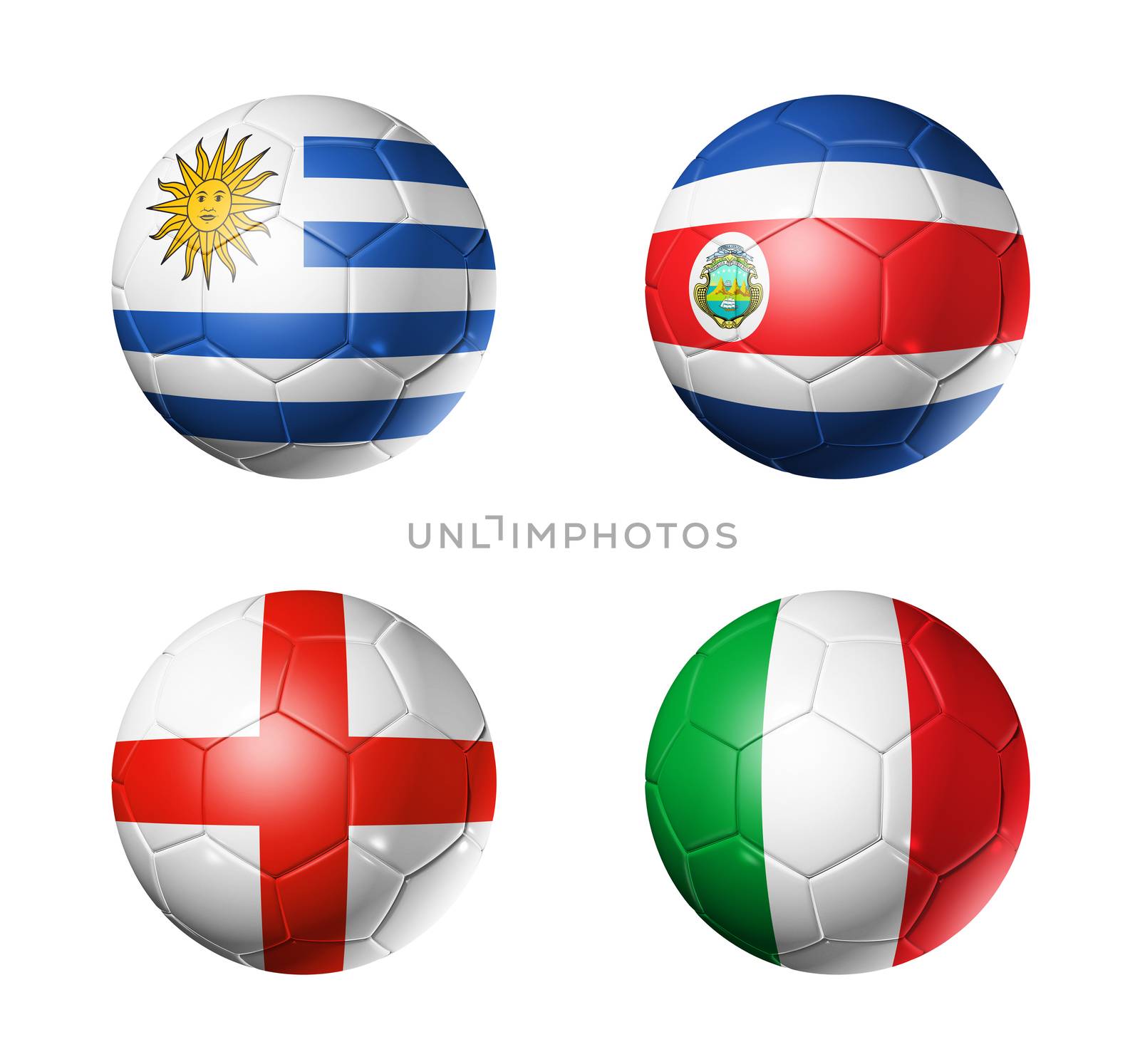 Brazil world cup 2014 group D flags on soccer balls by daboost