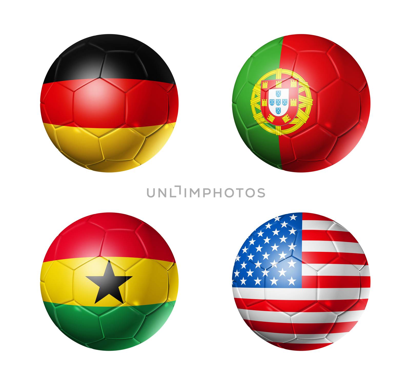 Brazil world cup 2014 group G flags on soccer balls by daboost