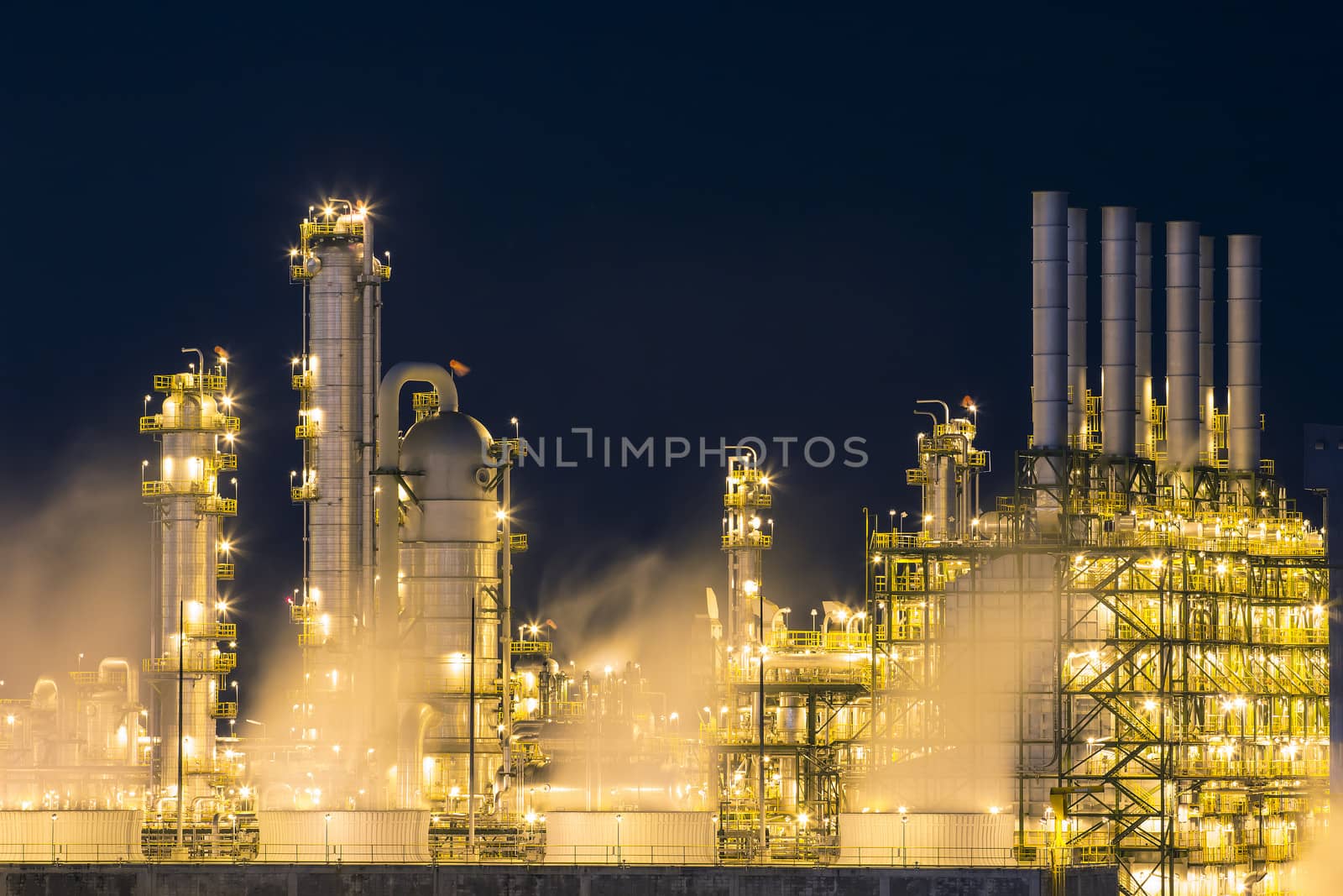 Steam vapour from the cooling fan in the chemical industry factory