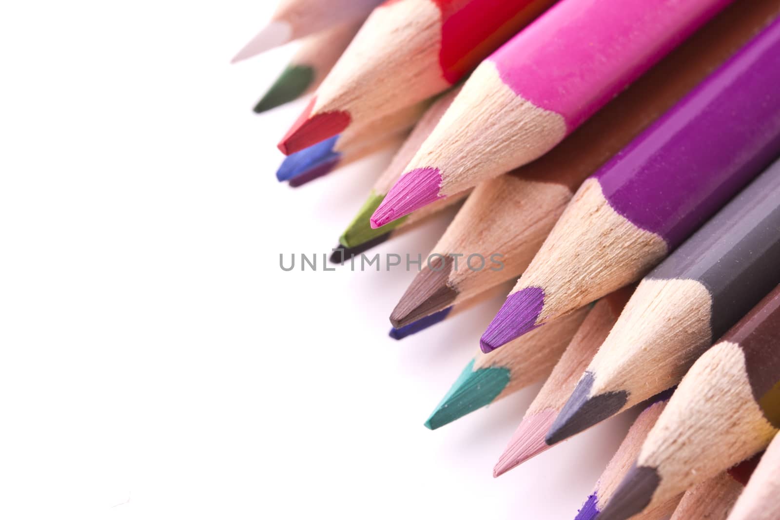 colored pencils, isolated on a white background 