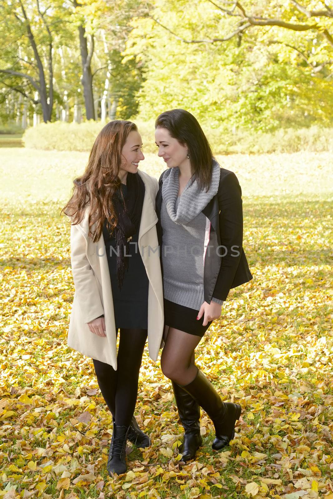 girlfriends in autumn park