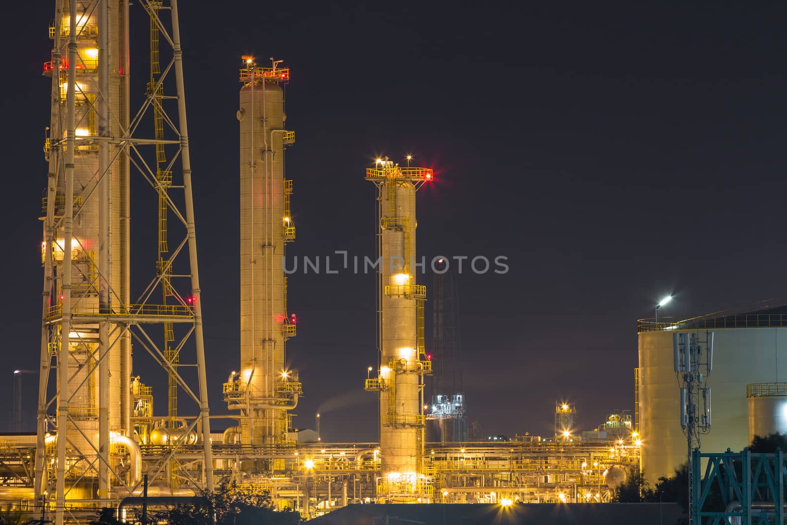 Night scene of petrochemical industrial plant 