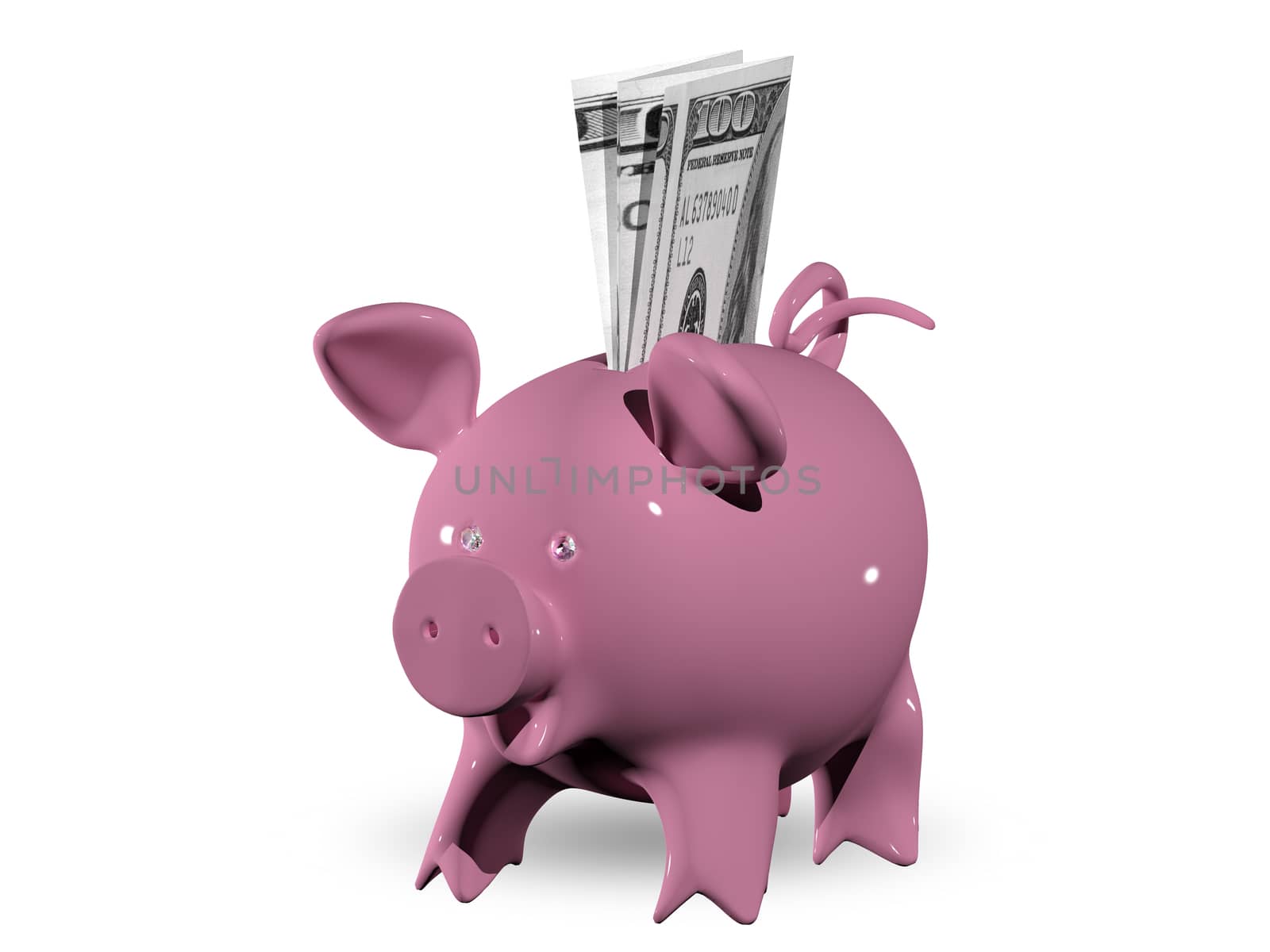 3d illustration of a pink piggy bank