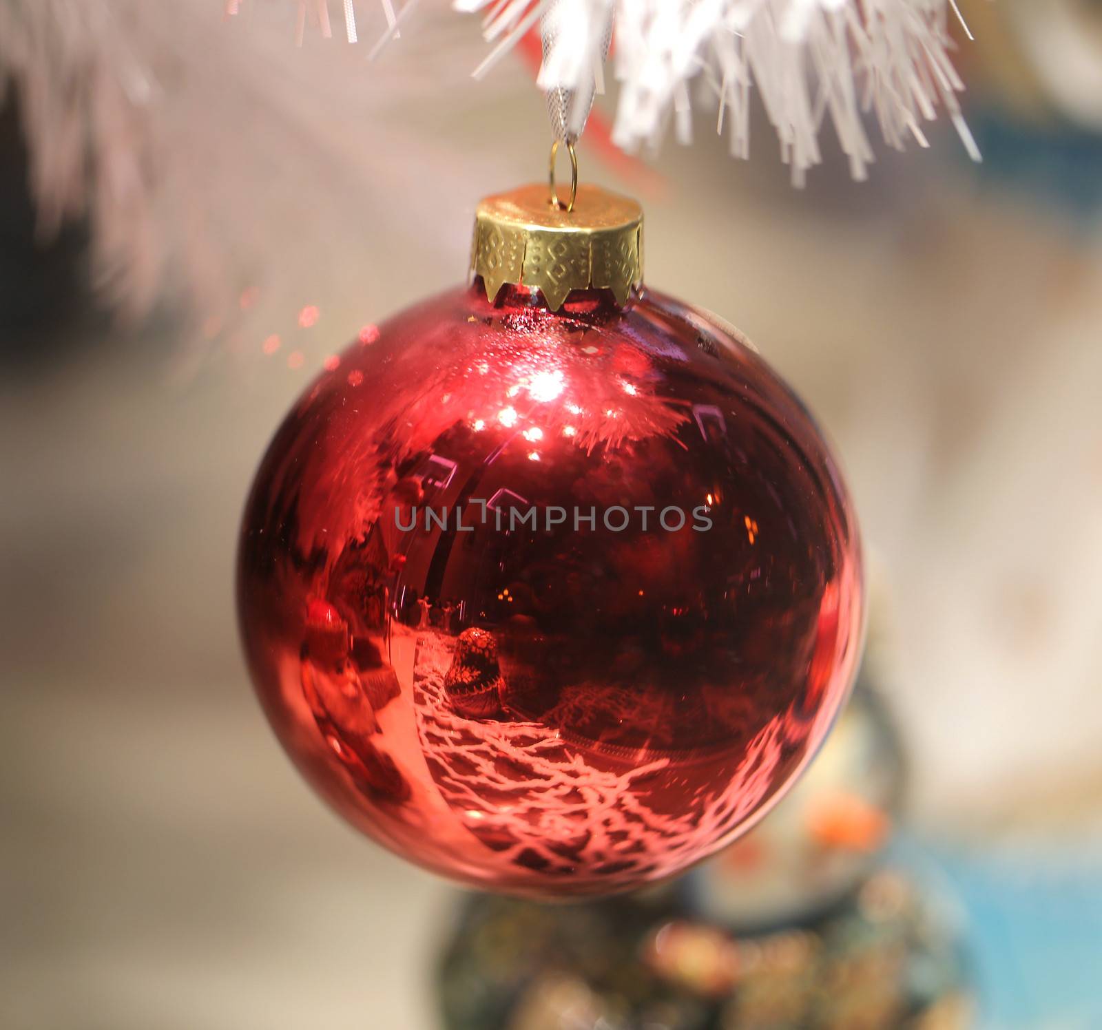 Red ball on Christmas tree