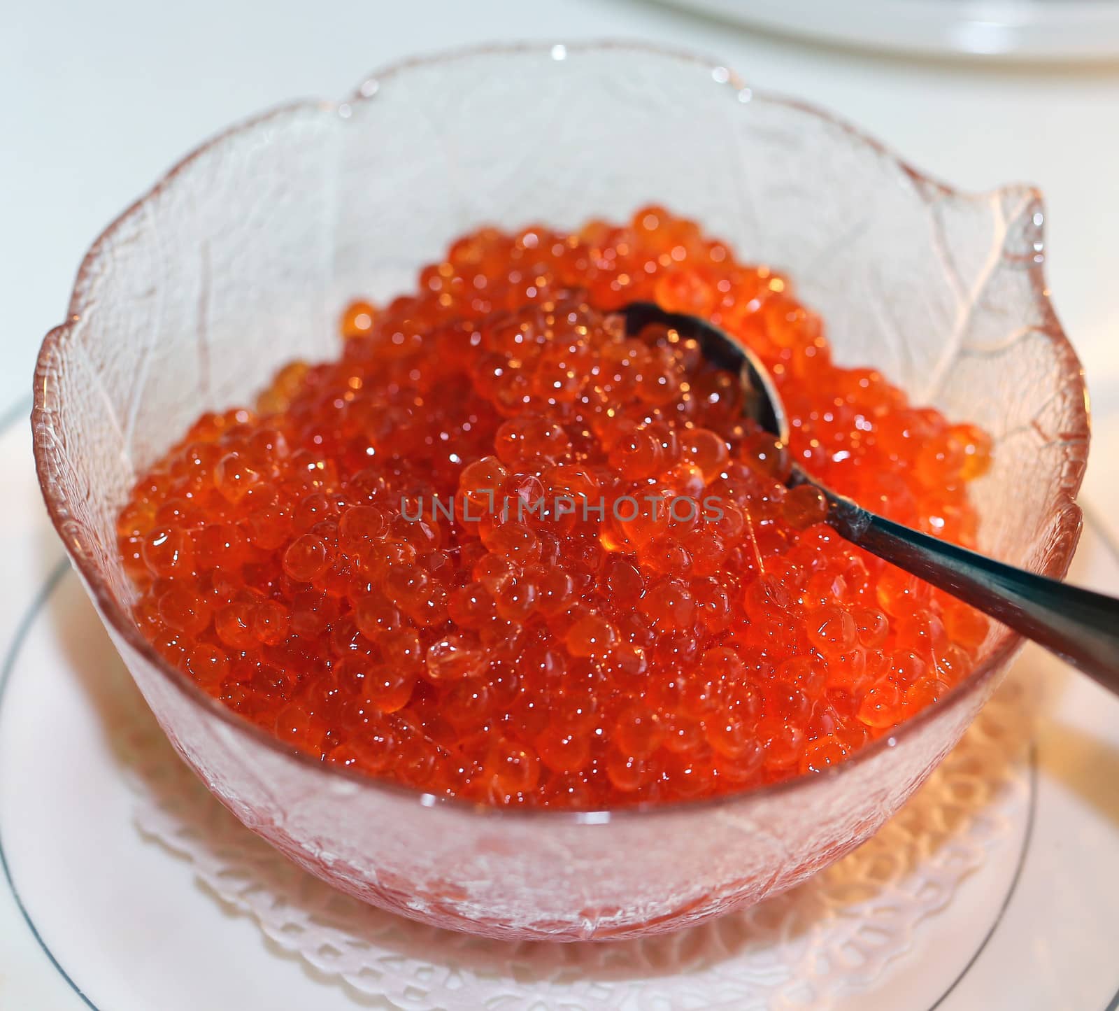 Dish with red caviar