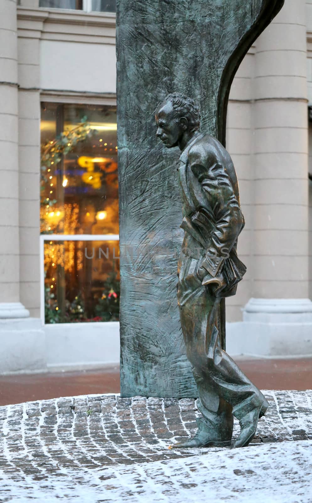 monument Bulat Okudzhava on Arbat Street in Moscow