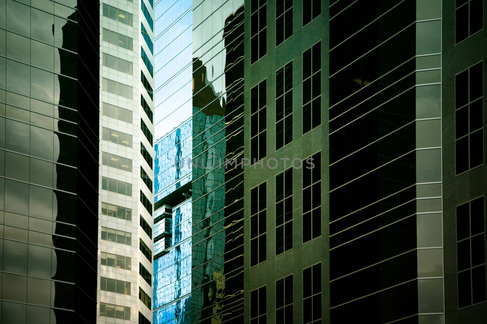 Window reflection in modern office building