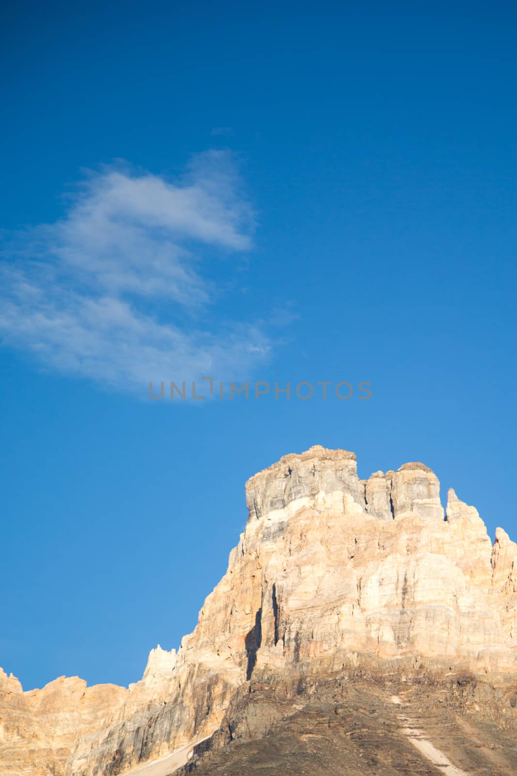 Canadian rocky mountains, blue sky and clouds