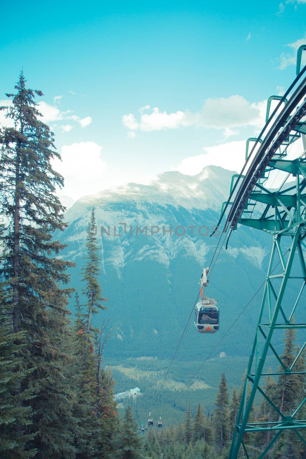 Canadian rocky mountains, blue sky and clouds