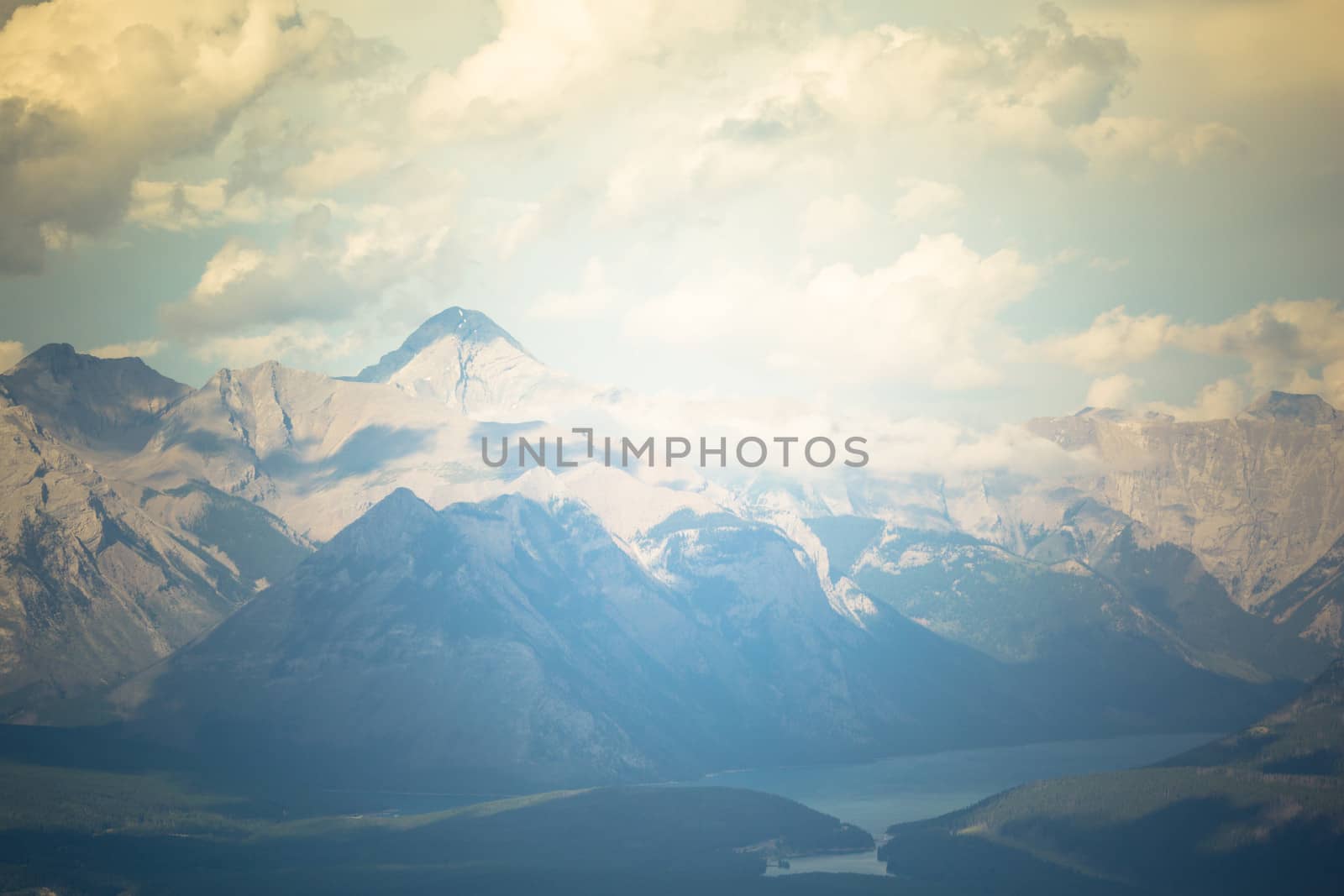 Canadian rocky mountains, blue sky and clouds