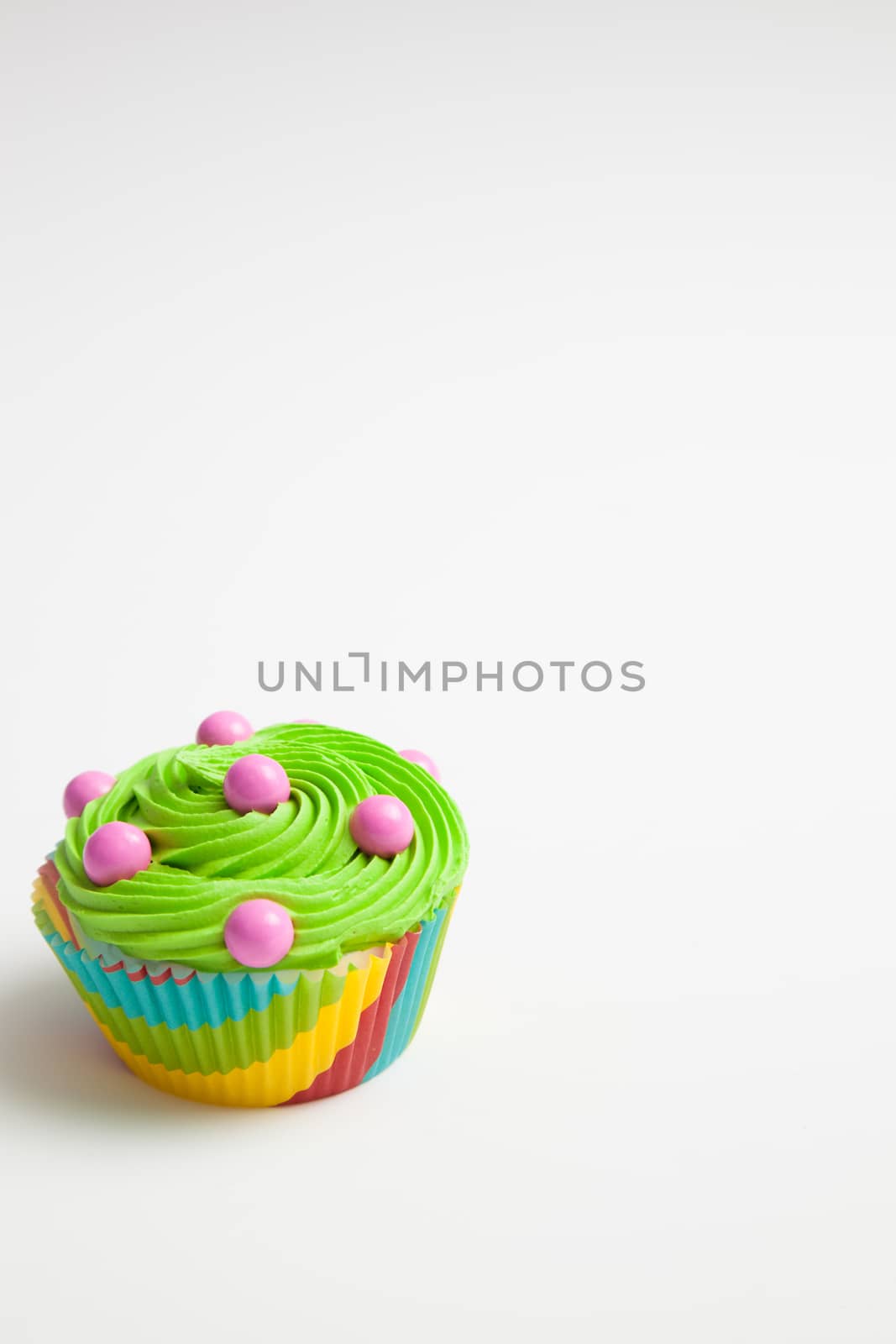 Colorful decorated cupcake closeup