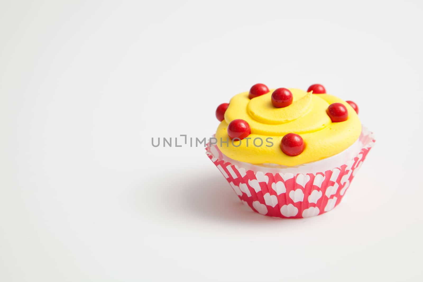 Colorful decorated cupcake closeup