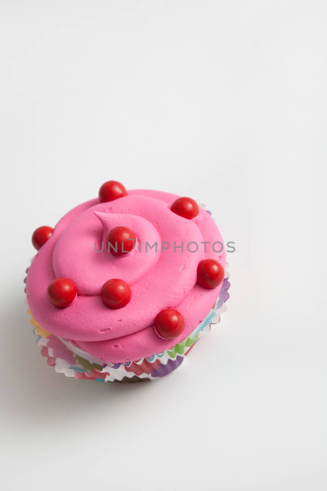 Colorful decorated cupcake closeup